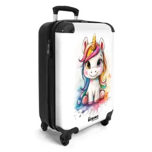 Witte Eemhoorn met Kleurrijke Manen en Verfspatten Koffer - NBS - Handbagage middel -productfoto_3d