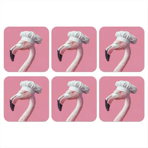 Flamingo - Roze - Koksmuts - Vogel onderzetter kurk middel -3d
