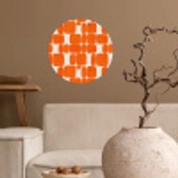 Patroon - Retro - Oranje Wandcirkel behangsticker klein 186 -sfeer1
