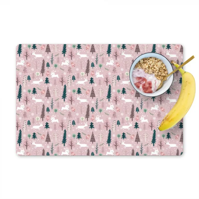 Kerst - Dieren - Kerstbomen - Sneeuw - Rendier Placemat vinyl groot -zzzproduct_Kitchenyeah-website