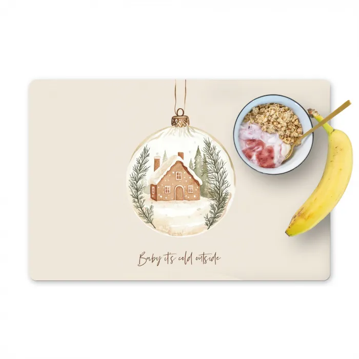 Quote - Winter - Kerst - Beige - Kerstbal Placemat vinyl groot -zzzproduct_Kitchenyeah-website