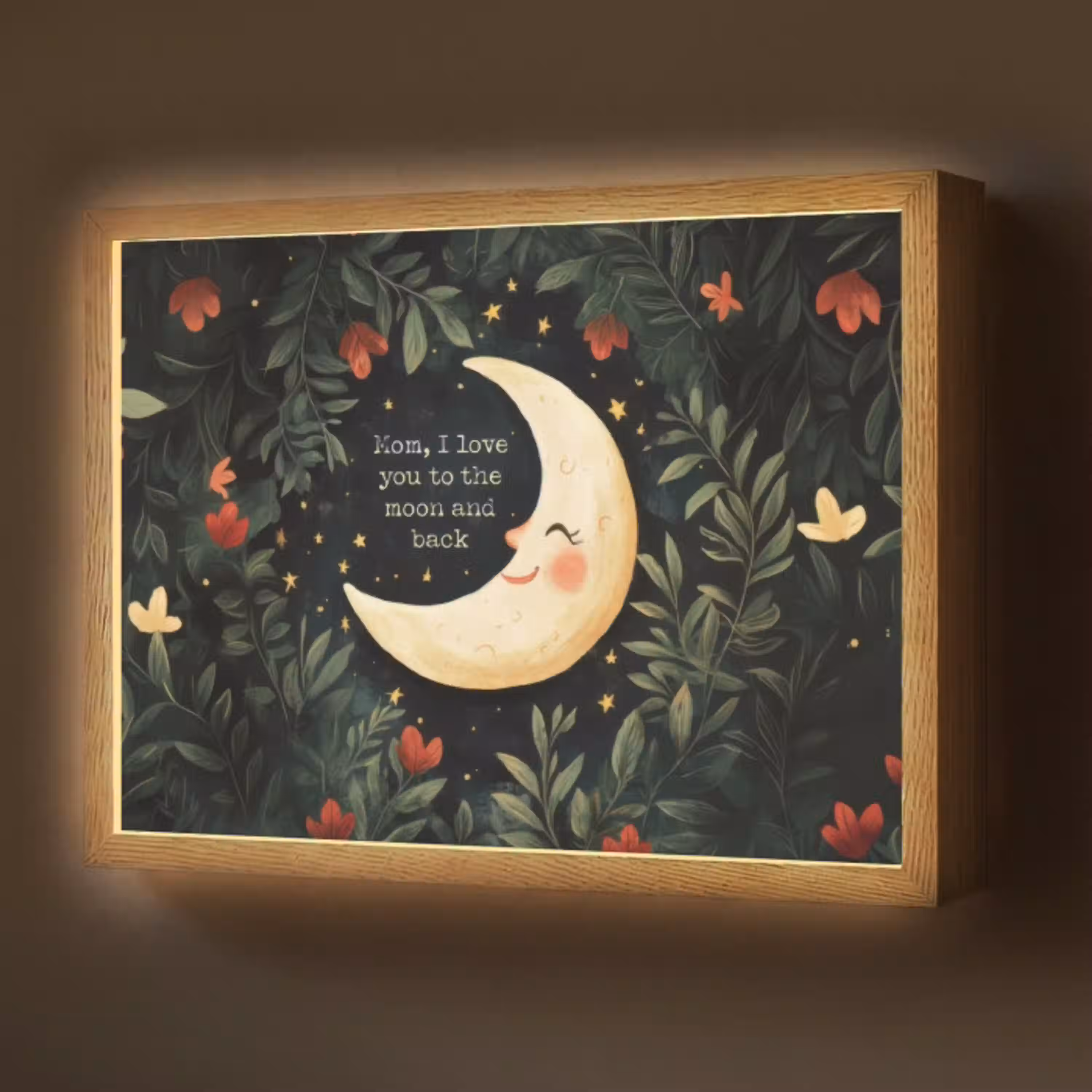 Maan - Quote - Bloemen - Sterren Light Box met batterij (Wandlamp) middel -z3d_website