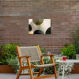 Vlakken - Abstract - Beige - Cirkels Tuinposter op houten frame 2 cm dik klein -sfeer3