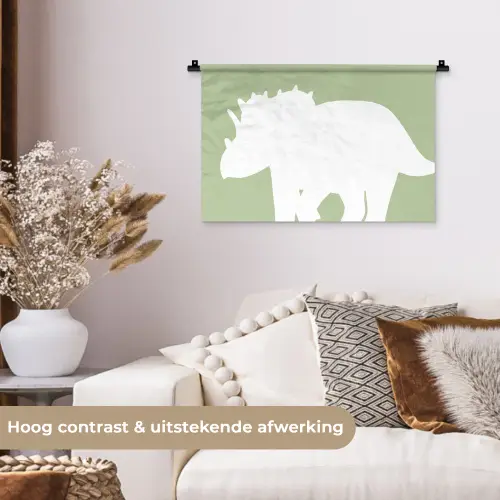 Dino - Triceratops - Dinosaurus - Groen Wandkleed katoen klein -sfeer1