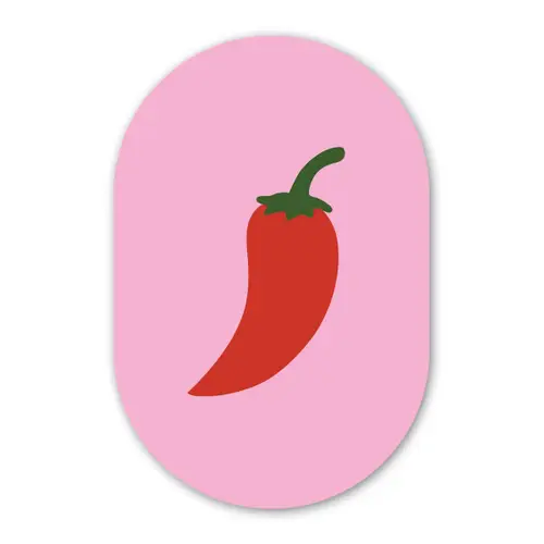 Peper - Rood - Illustratie Wandcirkel Ovaal Forex klein -3d