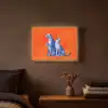 Luipaarden - Stippen - Oranje Light Box met batterij (Wandlamp) middel -sfeer4