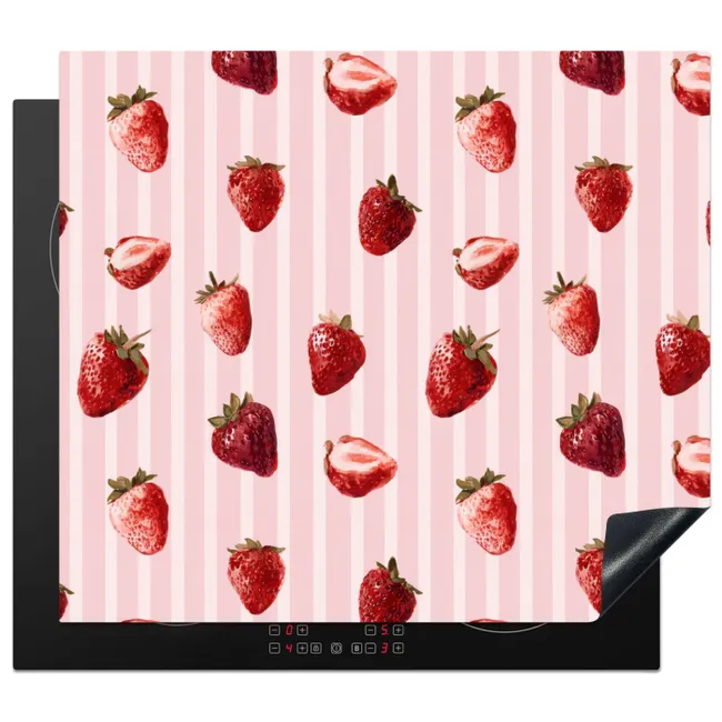 Inductiebeschermer - Strepen - Aardbei - Roze