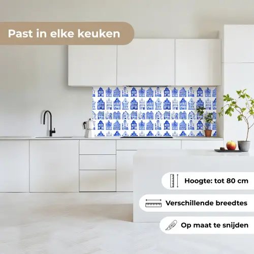 Patroon - Huizen - Blauw keuken achterwand 2 middel 871 -sfeer4_NL