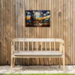 Hemel - Sterren - Mozaïek - Huizen Tuinposter op houten frame 2 cm dik klein -sfeer4