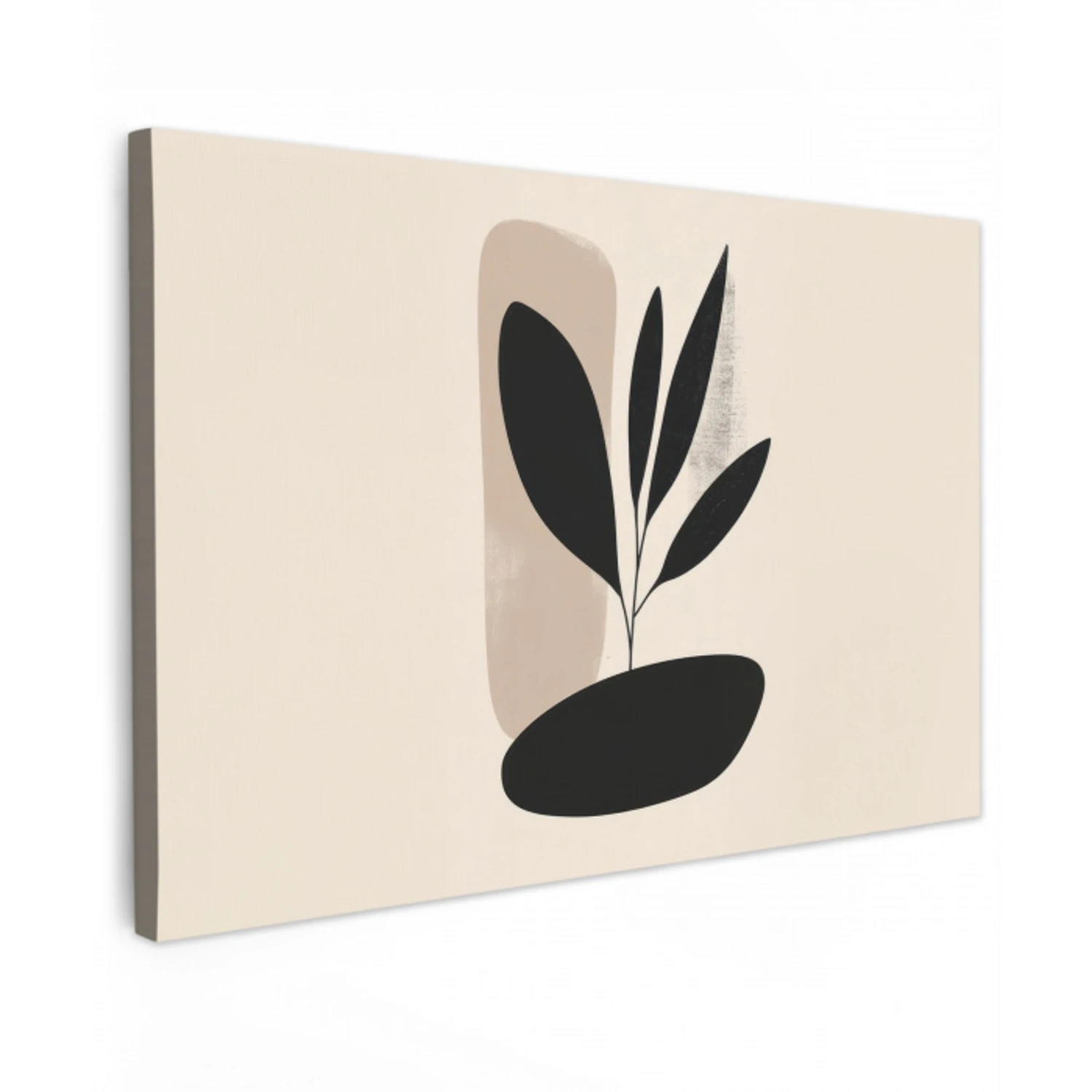 Plant - Beige - Japandi Tuinposter op houten frame 2 cm dik klein -3d