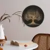 Lichtjes - Boom - Abstract - Zwart Akoestische PET Vilt - Rond klein -sfeer3