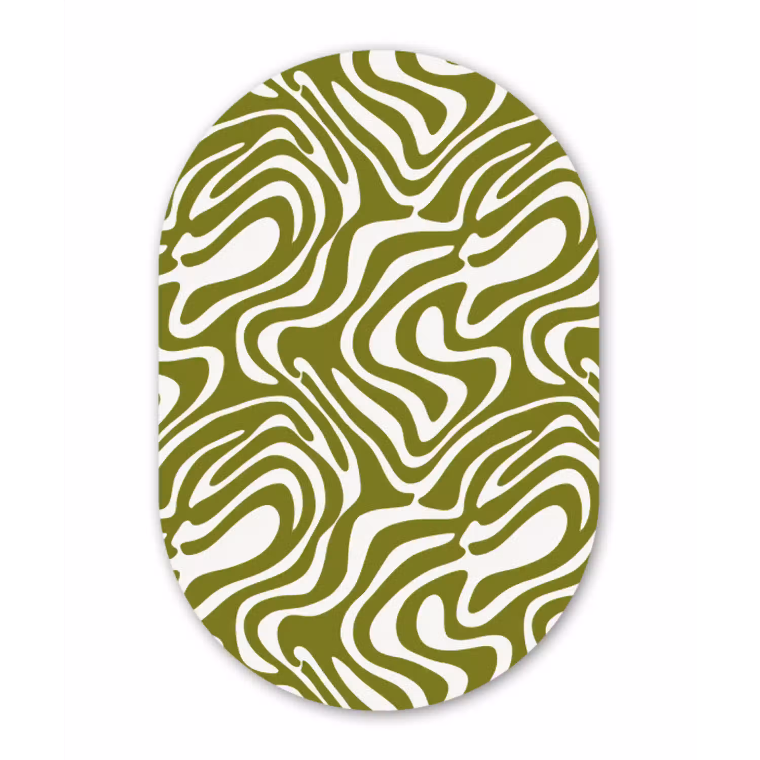 Lijnpatroon - Groen - Organisch Wandcirkel Ovaal Aluminium middel 839 -3d