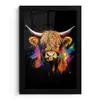 Schotse Hooglander - Graffiti - Kleurrijk - Bloem - Dieren fotolijst zwart zonder passe partout klein -3d