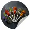 Lepels - Wit - Poeder - Kruiden Wandcirkel behangsticker klein -3d