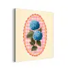 Bloemen - Blauw - Lijst - Bladeren aluminium wit klein -3d