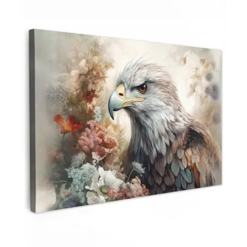 Arend - Adelaar - Vogel - Bloemen - Natuur canvas 2cm klein -z3d