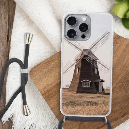 Windmolens - Landschap - Veld Hoesje iPhone 16 Pro Max met koord klein -sfeer4