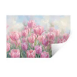 Tulpen - Veld - Lente - Roze Muursticker klein -3d