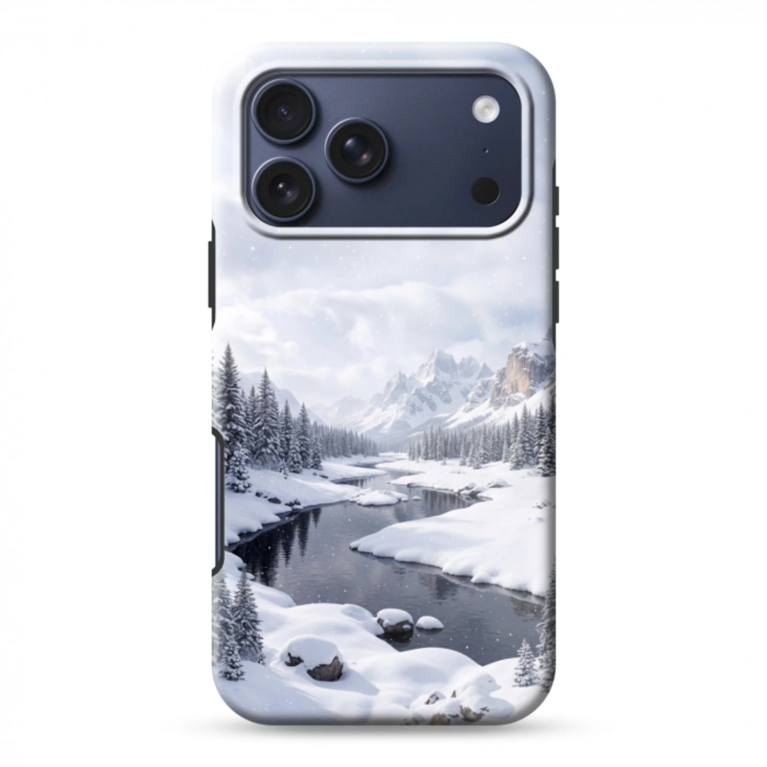 Sneeuwlandschap - Bergen - Rivier - Winter Toughcase MagSafe Apple iPhone 17 Pro Max klein -3d