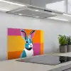Haas - Kleurvakken - Oren - Roze keuken achterwand spatscherm klein -3d_schuin
