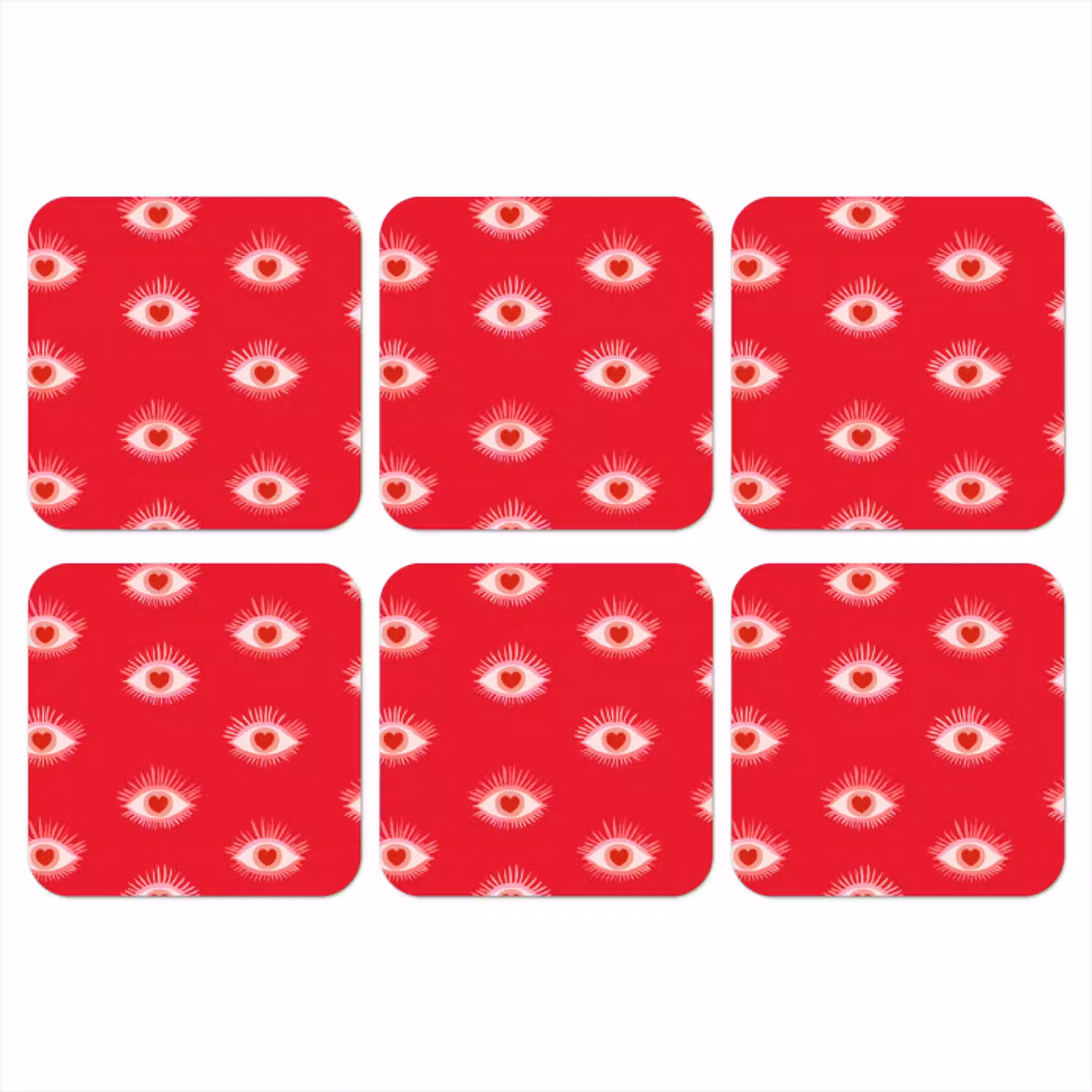 Ogen - Hart - Abstract - Rood - Roze onderzetter kurk middel 366 -3d