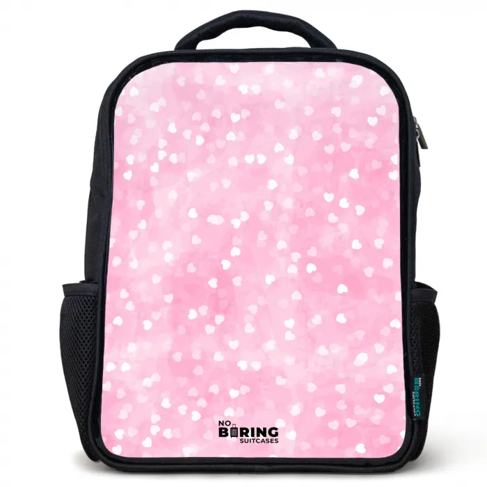 Roze glitter hartjes Rugzak - Zwart middel -3d
