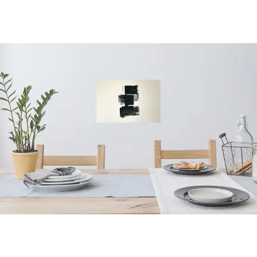 Rechthoeken - Penseelstreken - Abstract - Zwart Muursticker klein -eettafel