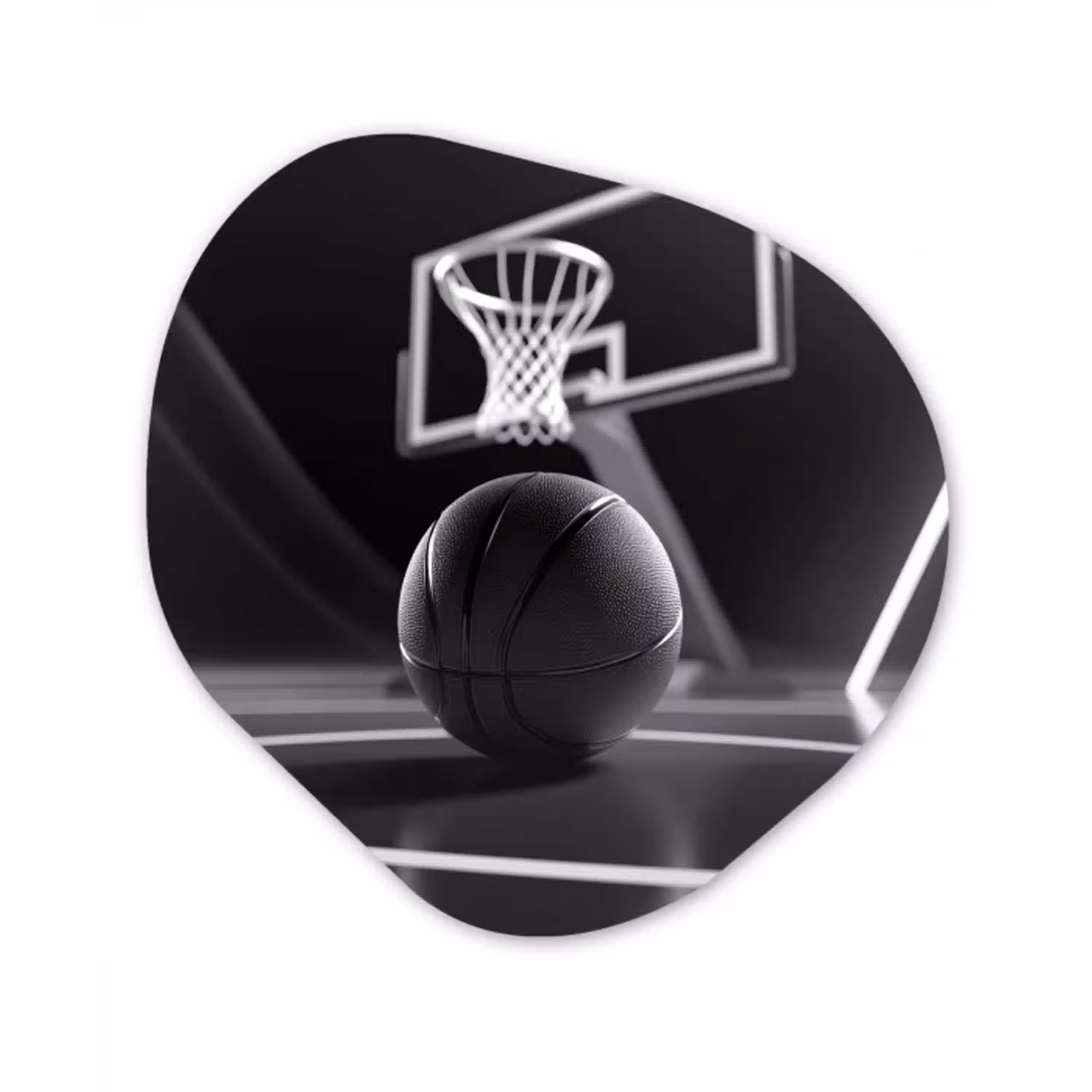 Basketbal - Basketbalveld - Lichtlijnen Wandcirkel Organisch Plexiglas middel -3d