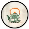 Theepot - Groen - Bloemen - Oranje Fotolijst rond zonder passe partout klein -3d