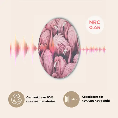 Flamingo - Roze - Dieren Akoestische PET Vilt - Rond klein -USP_NL
