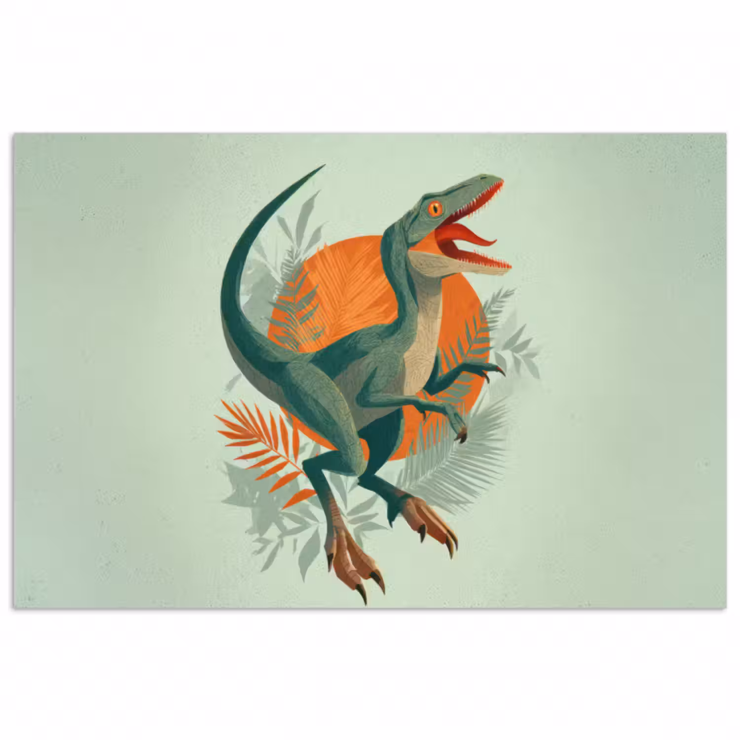 Poster - Dino - Blätter - Grafik - Grün