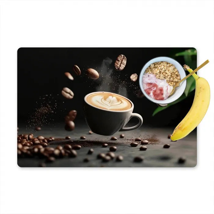 Cappuccino - Kop - Bonen - Bruin Placemat vinyl groot -zzzproduct_Kitchenyeah-website