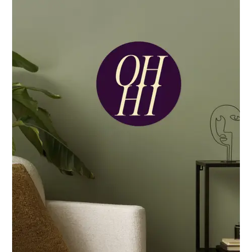 Oh hi - Paars - Minimalistisch Wandcirkel behangsticker klein -sfeer2