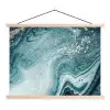 Binnenkant van een blauwe geode met gouden details uit de natuur textielposter latten blank klein -3d