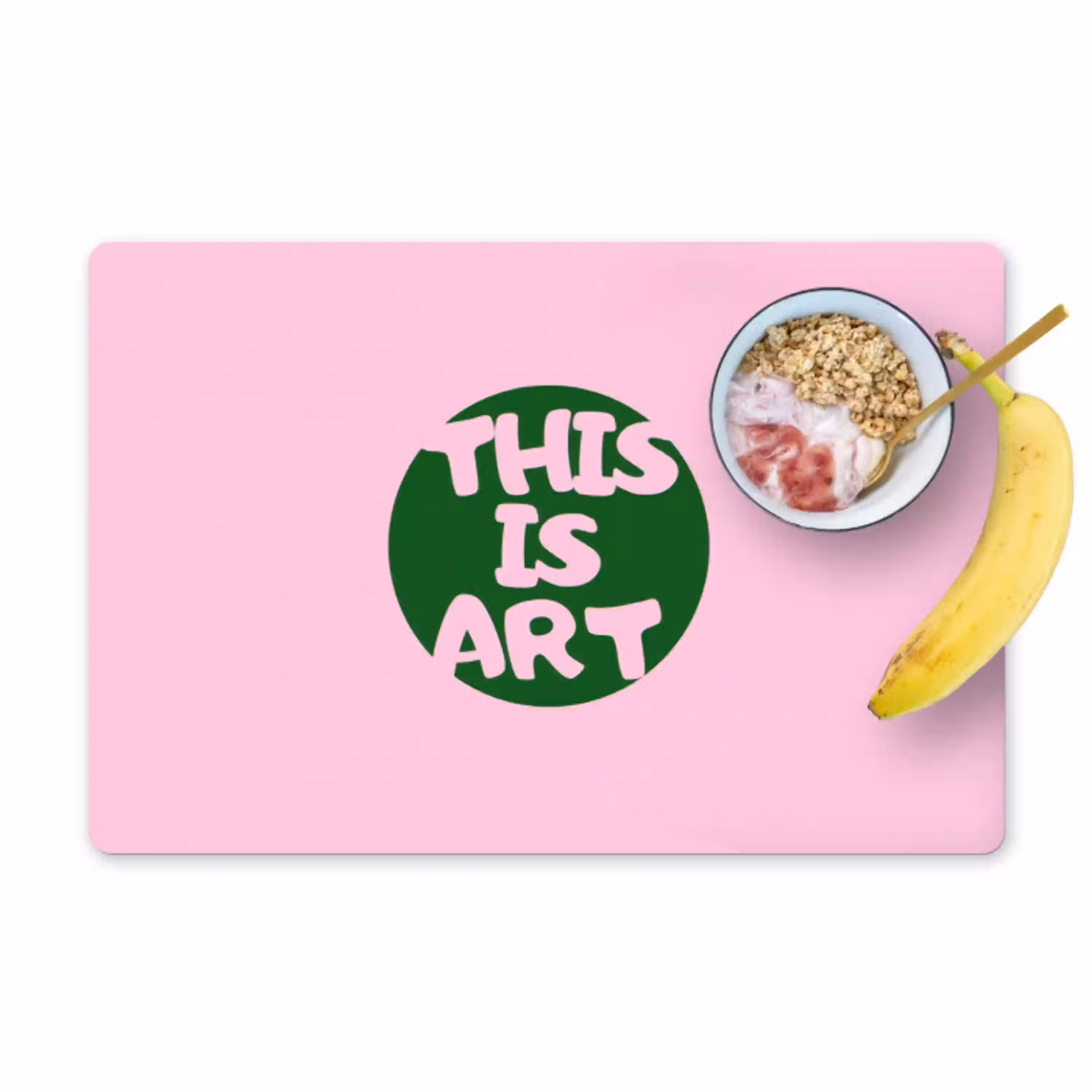 This is art - Tekst - Cirkel - Groen Placemat vinyl groot -zzzproduct_Kitchenyeah-website