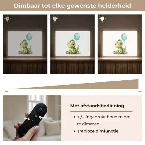 Draak - Baby dier - Blauwe ballon Light Box met batterij (Wandlamp kind) middel -USP_dimbaarNL