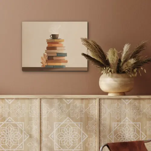 Boeken - Toren - Koffie - Beige PET vilt klein -sfeer4