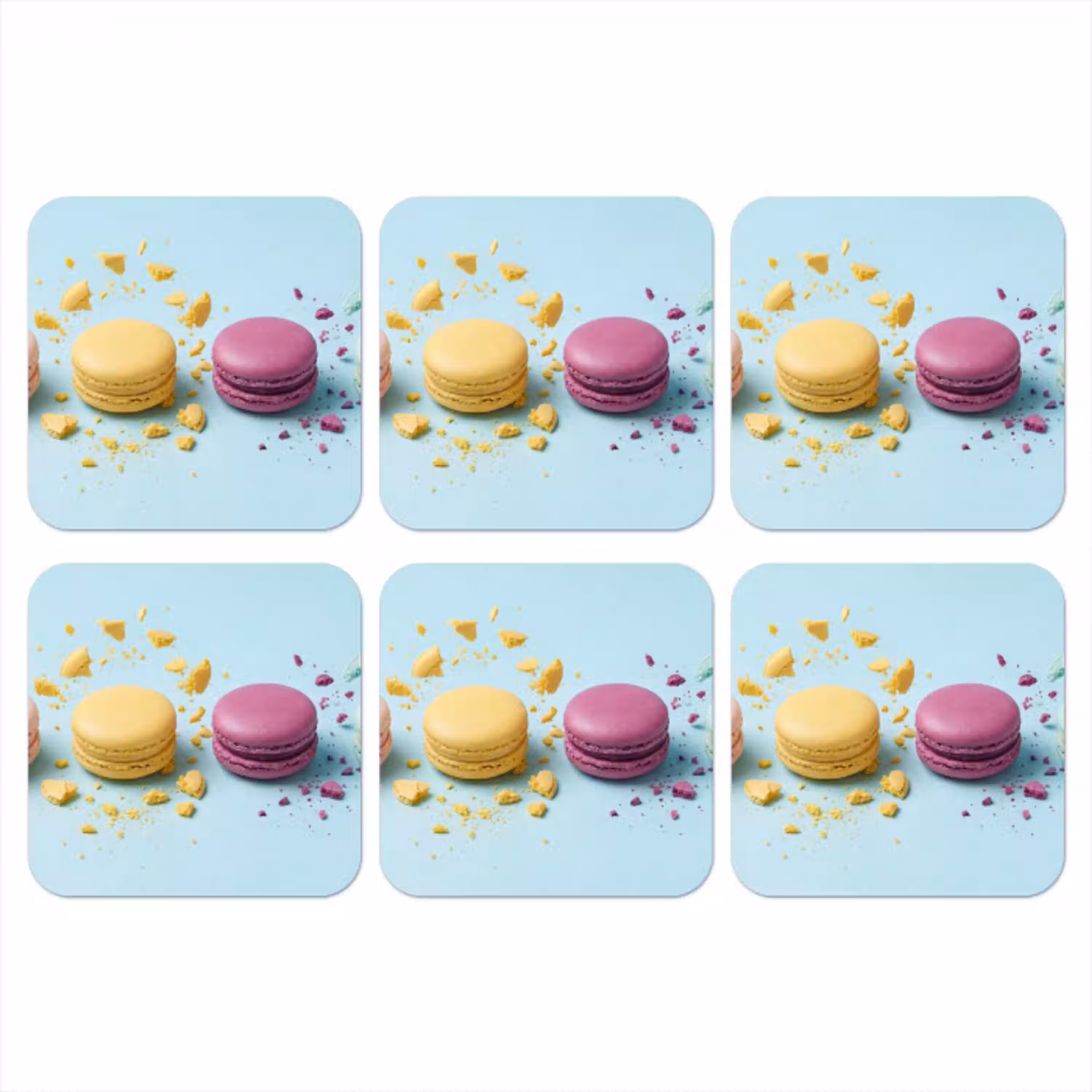 Macarons - Kleurrijk - Pastel onderzetter kurk middel -3d