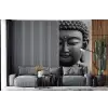 Boeddha - Grijs - Spiritualiteit - Buddha beeld - Religie fotobehang vinyl groot -bank