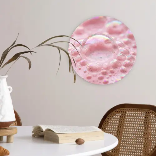 Schuim - Structuur - Roze Wandcirkel kunststof plaat 5mm dik klein -sfeer4