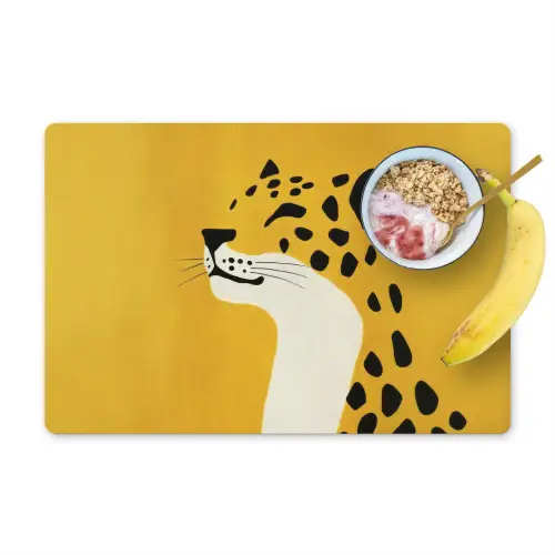 Cheetah - Illustratie - Geel Placemat vinyl groot -zzzproduct_Kitchenyeah-website