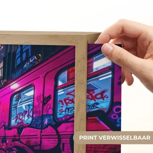 Stad - Neon -  Nacht - Roze - Graffiti Light Box met batterij (Wandlamp) middel -USP_websiteprintNL