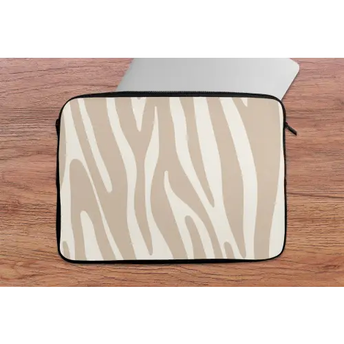 Zebraprint - Beige - Wit - Dierenprint laptophoes neopreen klein -tafel