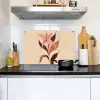 Minimalistisch - Bloem - Bladeren - Beige Inductie beschemer met haakjes klein -sfeer2