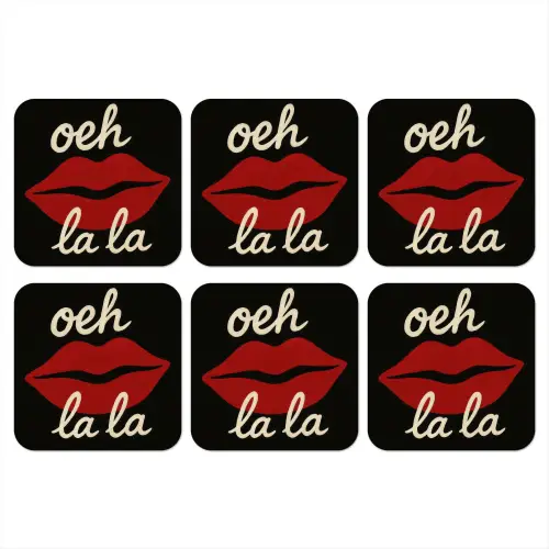 Lip - Rood - Quote onderzetter kurk middel -3d