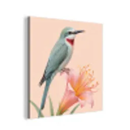 Vogel - Bloem - Natuur - Roze aluminium wit klein -3d