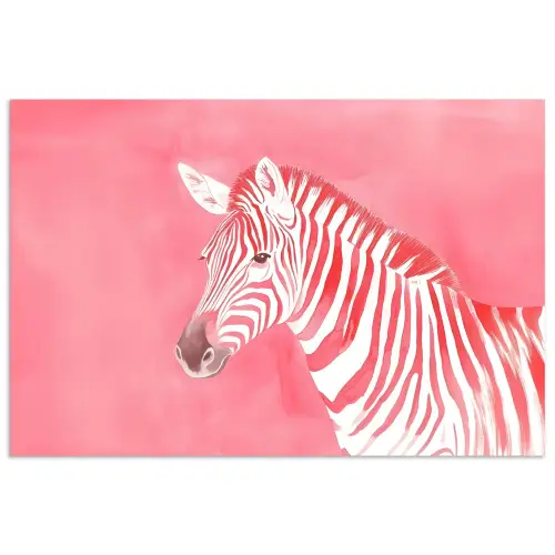 Zebra - Pink - Verf poster papier klein -3d