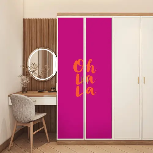 Oh la la - Roze - Oranje - Minimalistisch deurposter klein -sfeer3