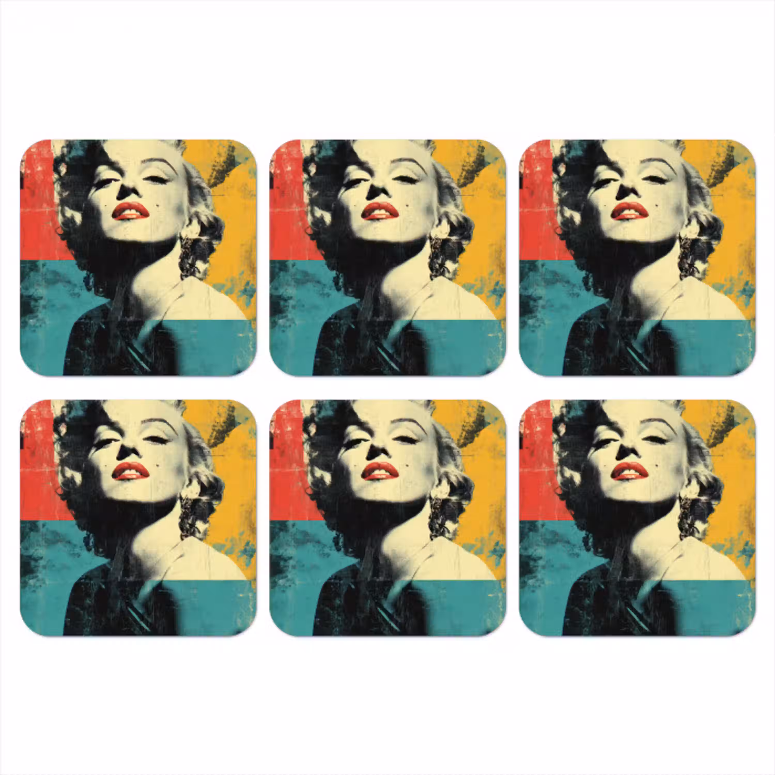 Vrouw - Rode lippen - Abstracte kleurvlakken - Popartuistraling onderzetter kurk middel -3d