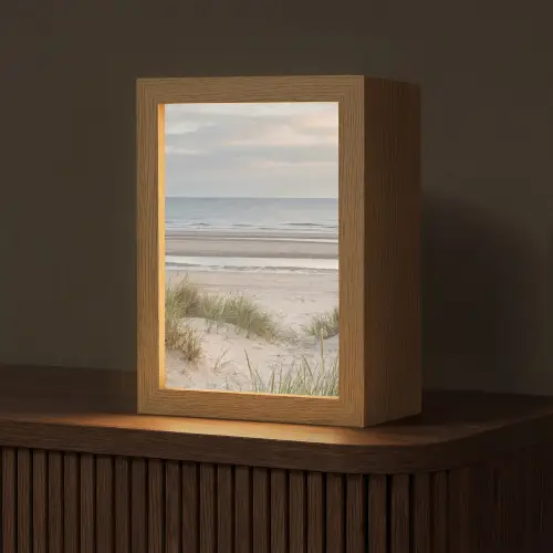 Zandstrand - Bewolkt - Duinen Light Box met kabel (Tafellamp) klein -z3d_website